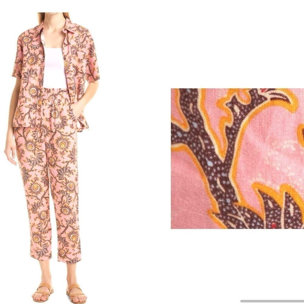 A.L.C. Henry Print Linen Pants pink pattern